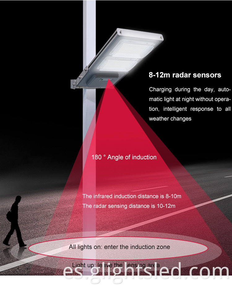 El aluminio 100w 150w de la prenda impermeable al aire libre de Ip65 Smd integrado todo en uno llevó la farola solar